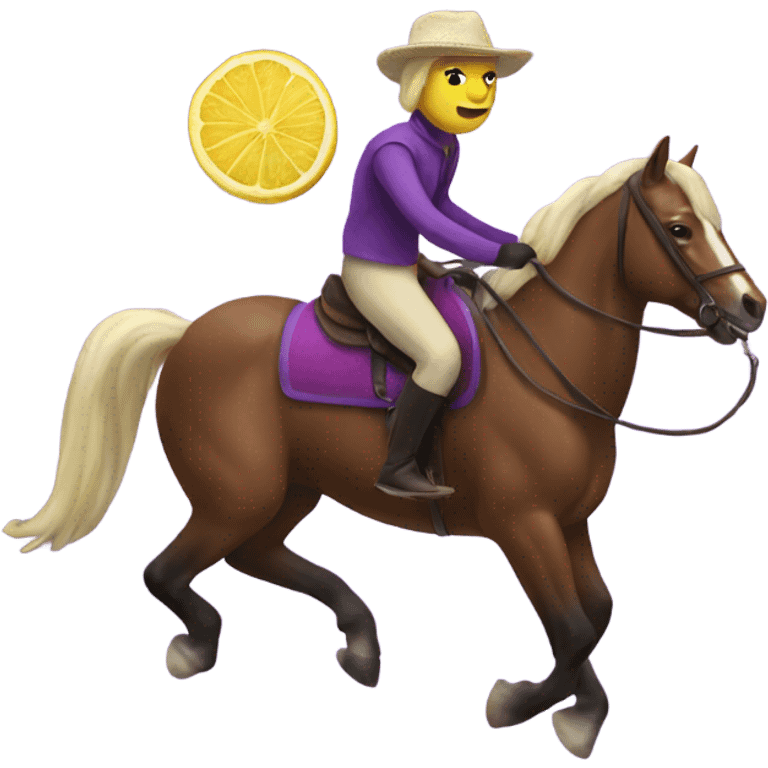 Purple lemon riding a horse emoji