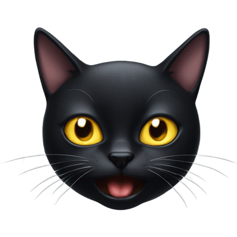 black cat making weird ass face emoji