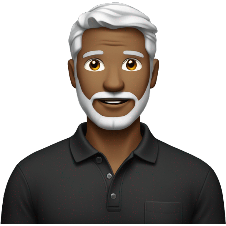 a slim man in 40s with gray hair and trimmer white beard wearing black polo shirt emoji