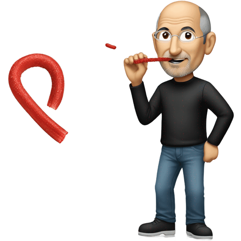 Steve Jobs eating a twizzler emoji