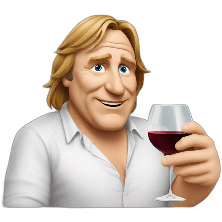 Gérard Depardieu alcoolisé avec bouteille de vin rouge emoji