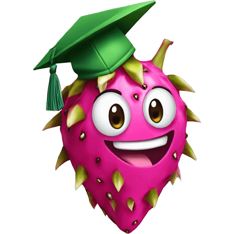 dragonfruit has a smile face and wearing graduate hat  emoji