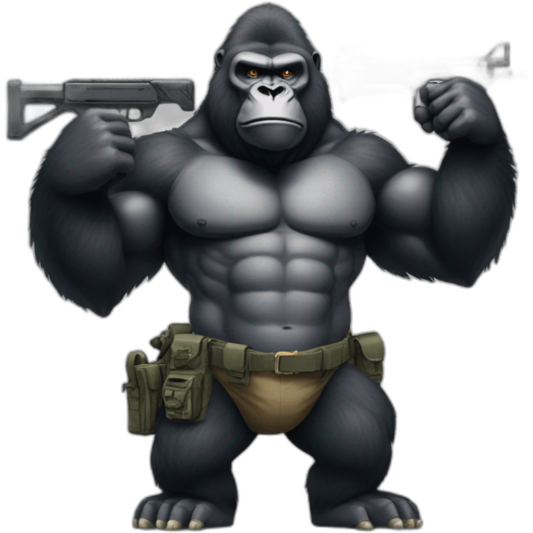 Big Buff Gorilla holding an AR-15 gun emoji