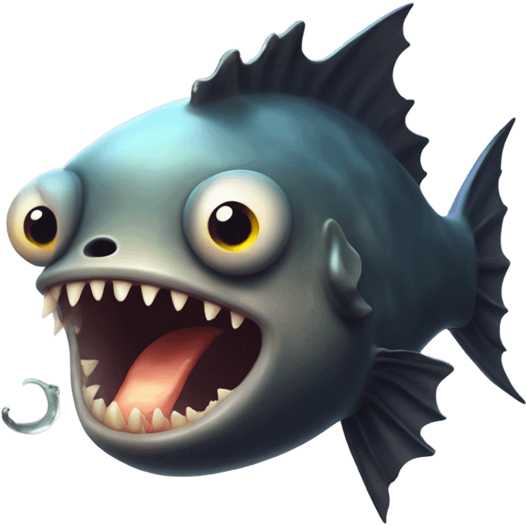 Anglerfish with glowing lure, sharp teeth, and big eyes. emoji