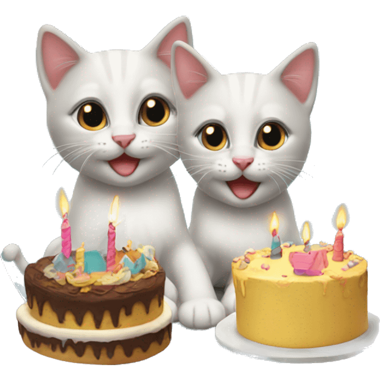 3 kittens at a birthday party emoji