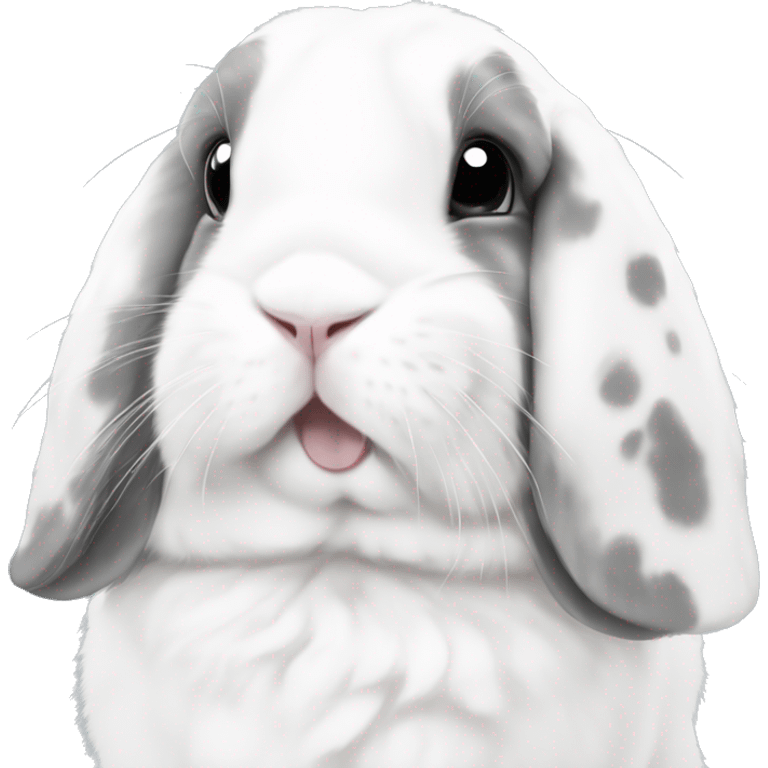 white holland lop with grey spots emoji