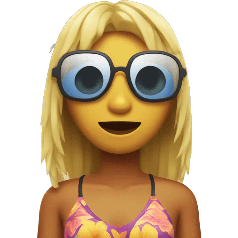 Chica en playa emoji