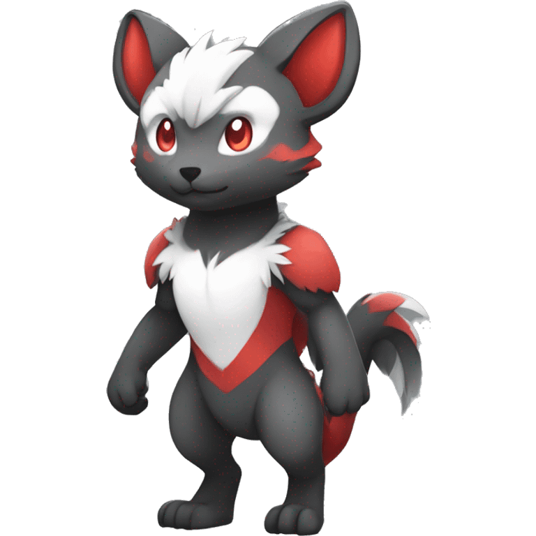 Cute cool black red white grey animal hybrid Fakemon full body emoji