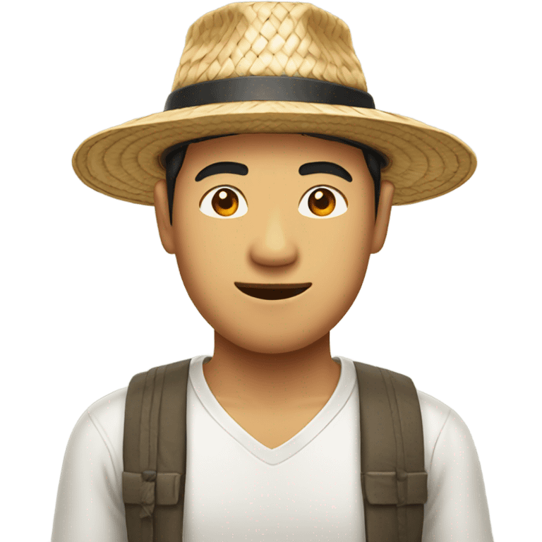 Asian man with straw hat emoji