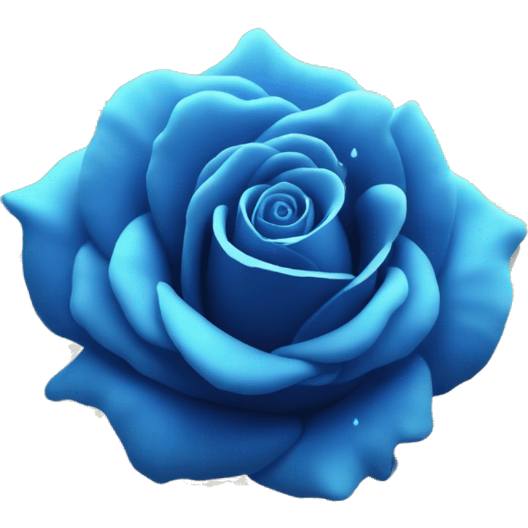 Glow in the dark blue rose with shooting stars with water drops with a rainbow glowing bright emoji