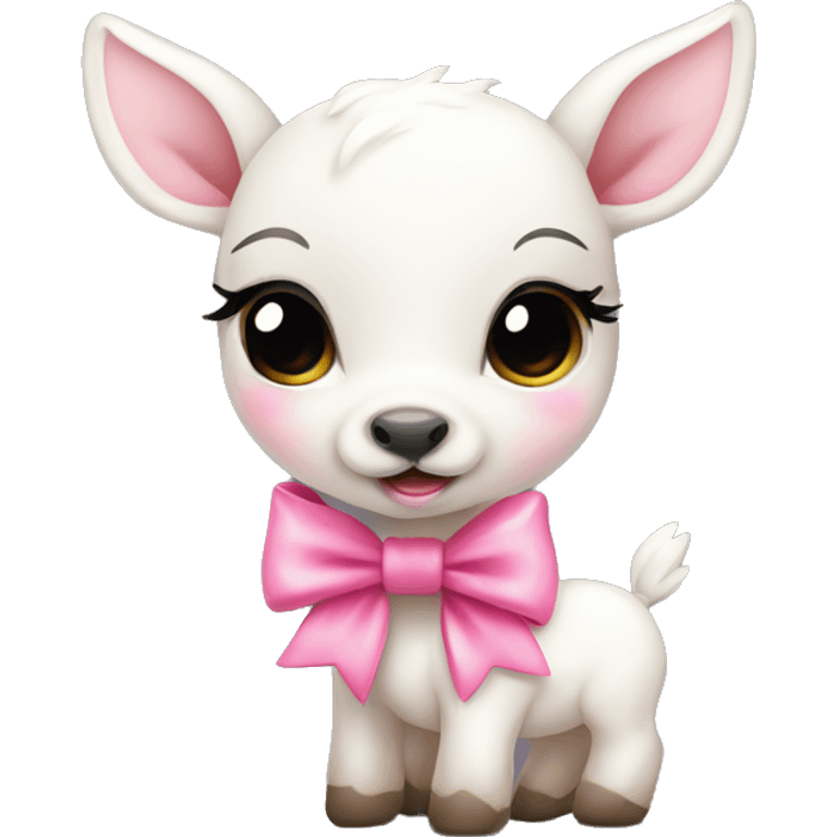 White baby deer with pink bow emoji