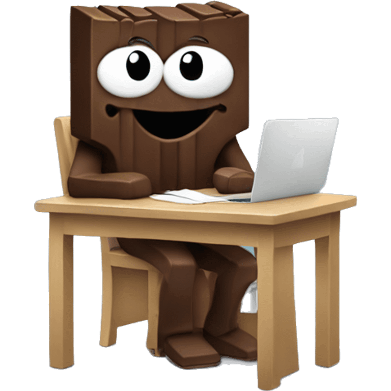 A Kitkat doing work at a desk  emoji