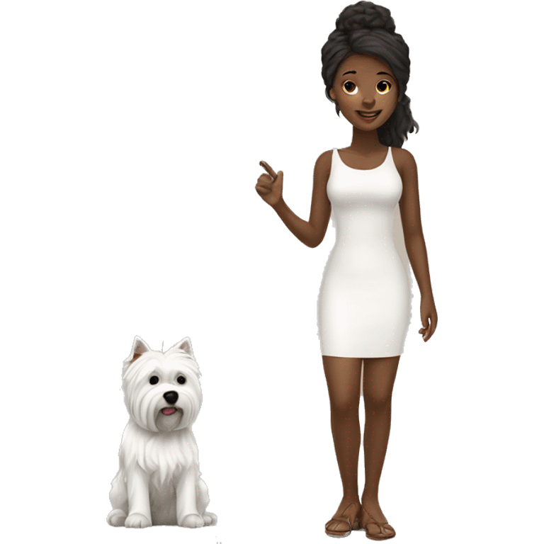 black girl with a west highland terrier emoji