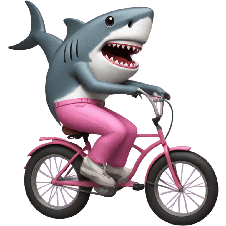 a shark riding a bike wearing pink pants and smoking a cigarette  emoji