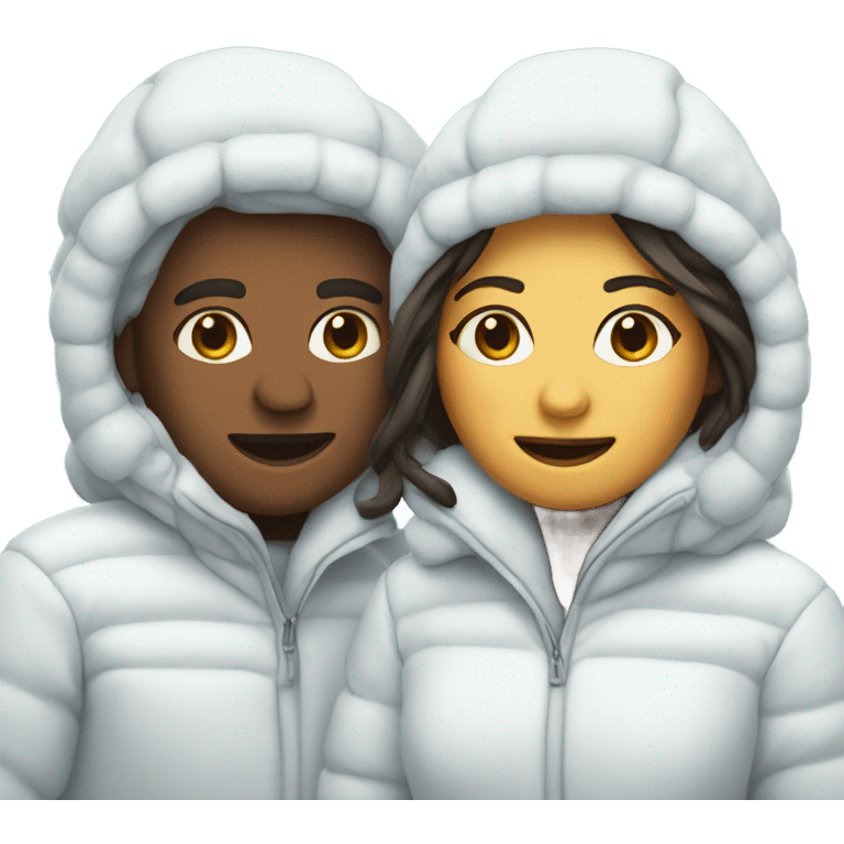 Couple in matching snow suits emoji