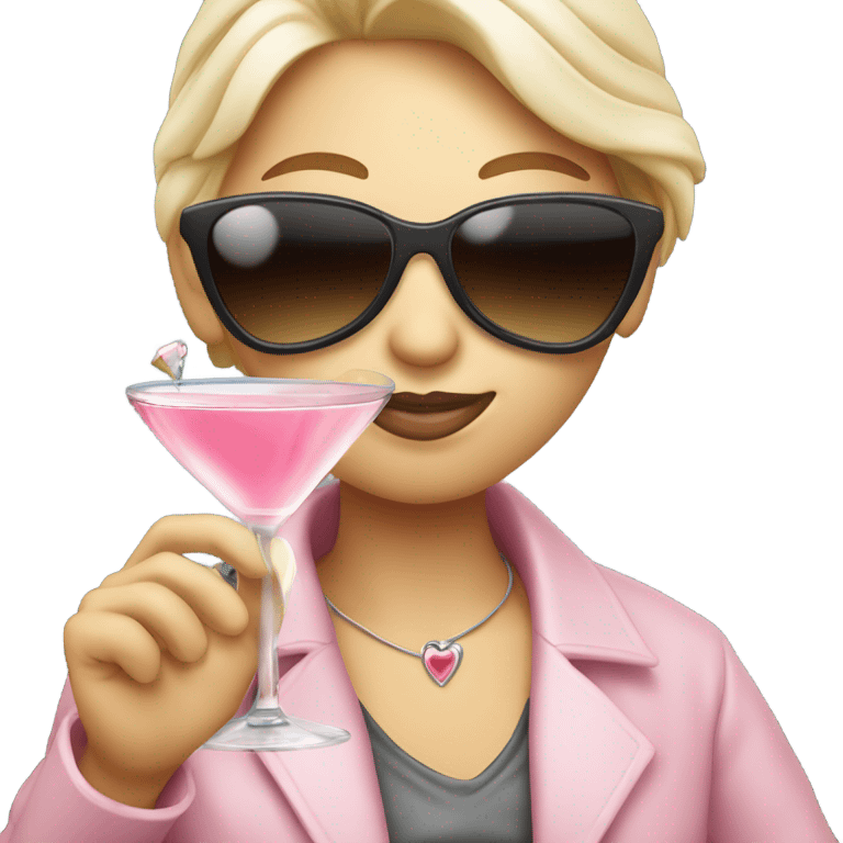 light pink heart with sun glasses and a martini glass emoji