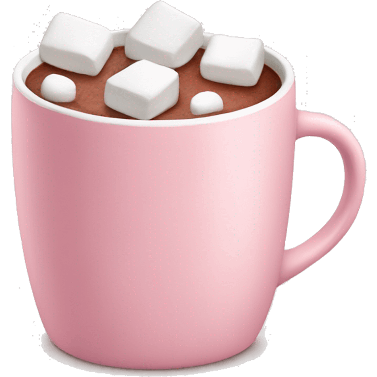 Light Pink mug of hot chocolate with marshmallows  emoji