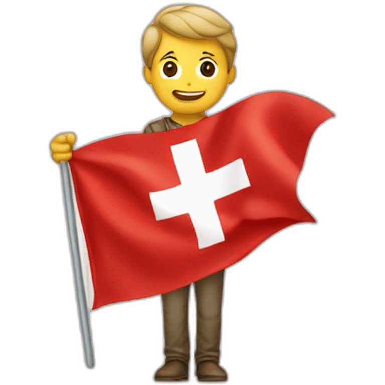 homme qui tient un drapeau suisse emoji