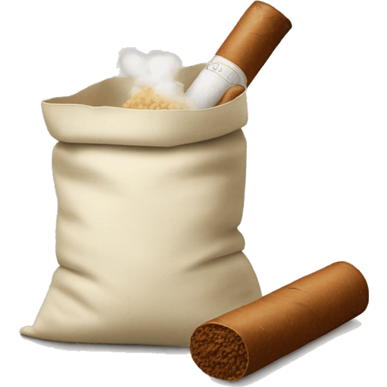 a bag of flour smokes a cigar emoji