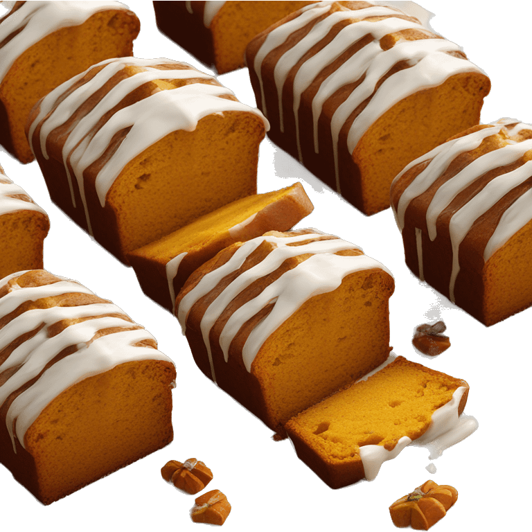 Pumpkin bread with a drizzle of frosting emoji