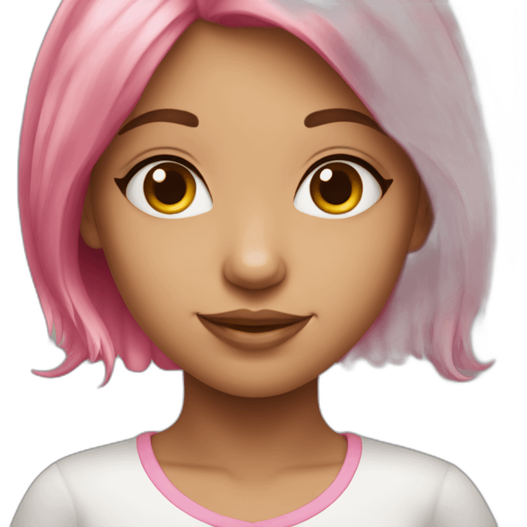 Cute white Brazilian girl with pink hair emoji