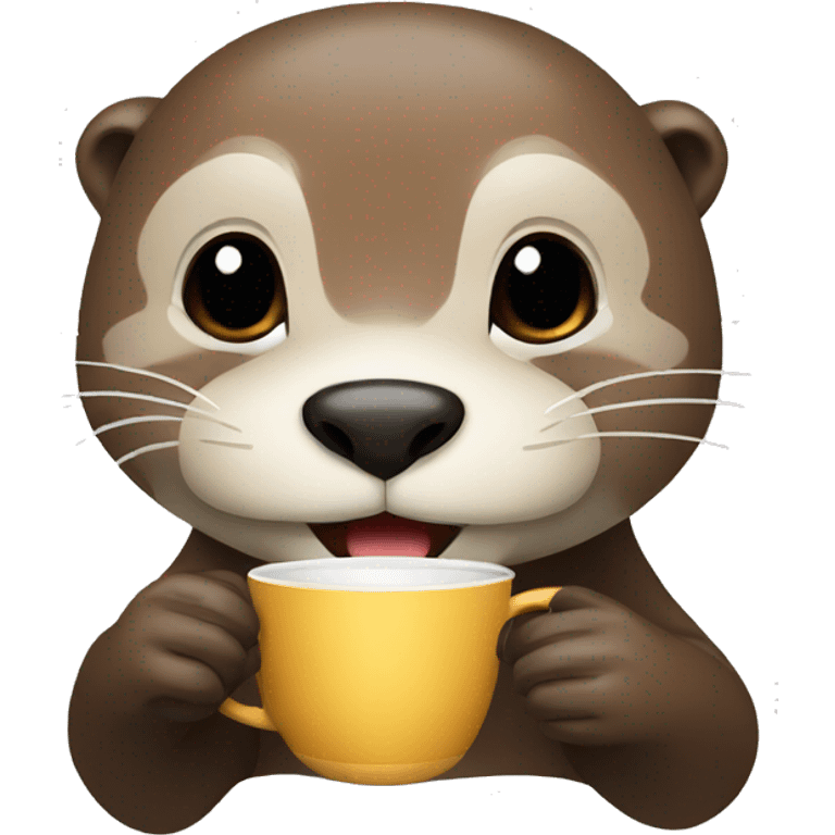 otter holding a cup of kopi emoji