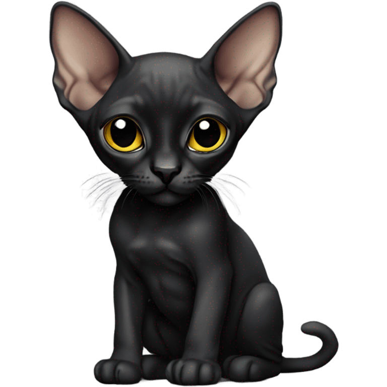 black kitten sphynx wearing black t-shirt  emoji