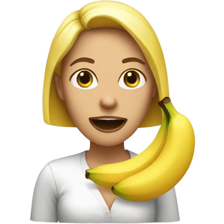 Woman with something banana mouth emoji