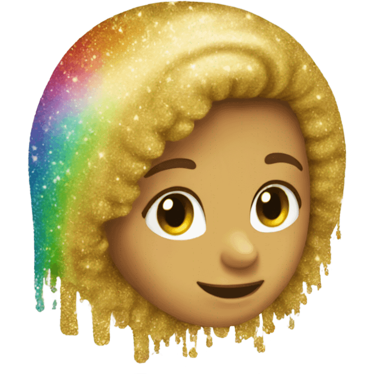 Golden rainbow with glitter emoji