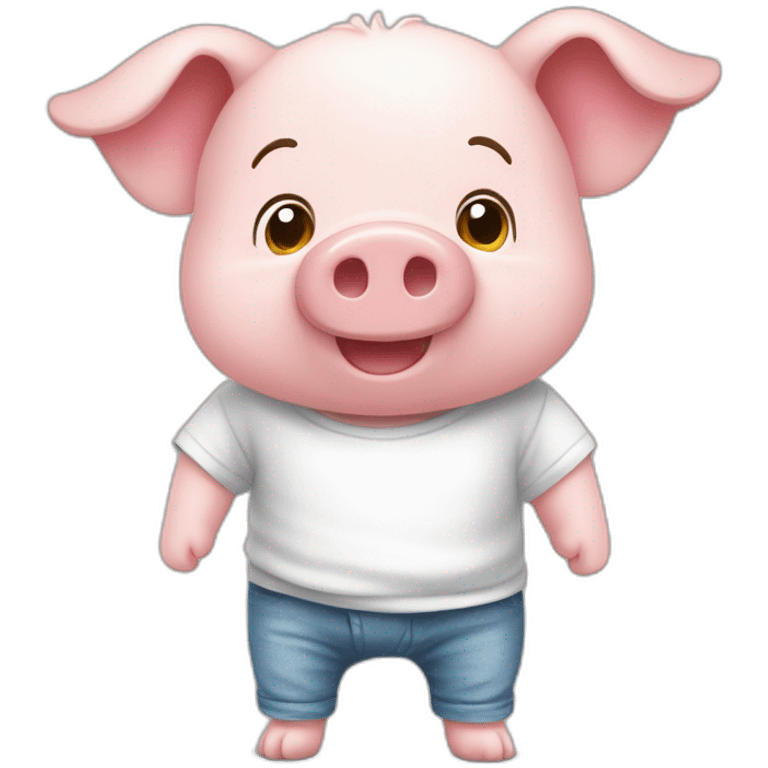 Un cochon doudou avec un t-shirt blanc et pas de pantalon emoji