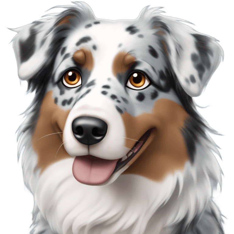 blue merle australian shepherd with two different colored eyes. One blue and one brown emoji