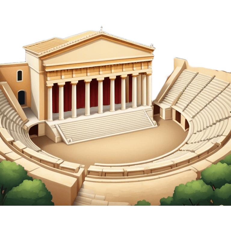 Cinematic Realistic Theatre of Epidaurus Landmark Emoji, depicted as a classical open‚Äêair theatre nestled in nature rendered with soft textures and serene, historical lighting. emoji