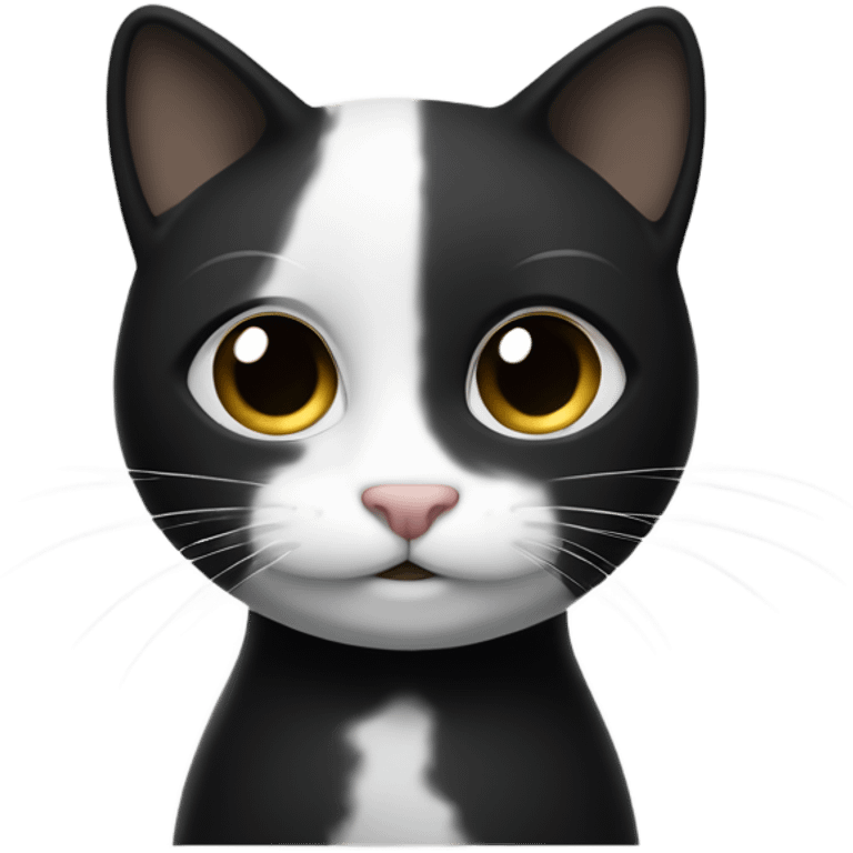 Un gato negro y blanco, la cara blanca con orejas negras tirando beso.  emoji