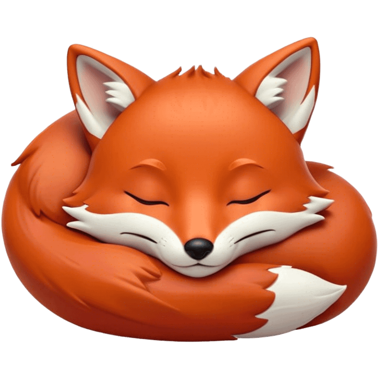 Meme-Worthy Cute Sleeping Fox Portrait Emoji, Head resting peacefully with a contented smile, showcasing a lithe build and a luxuriously soft red Fur with gentle white accents, eyes shut in a serene, restful nap, Simplified yet hilariously adorable features, highly detailed, glowing with a soft, drowsy light, high shine, relaxed and utterly lovable, stylized with an air of playful laziness, bright and heartwarming, soft glowing outline, capturing the essence of a comically sleepy fox, so meme-worthy it feels like it could instantly become the next viral sensation of adorable woodland slumber! emoji