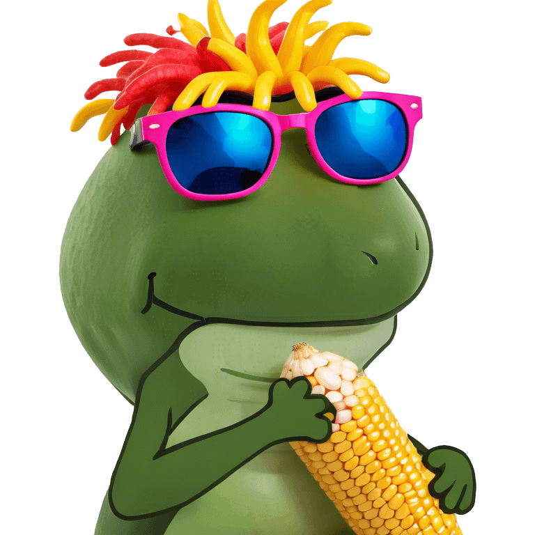 Corn with curly hair on its head emoji