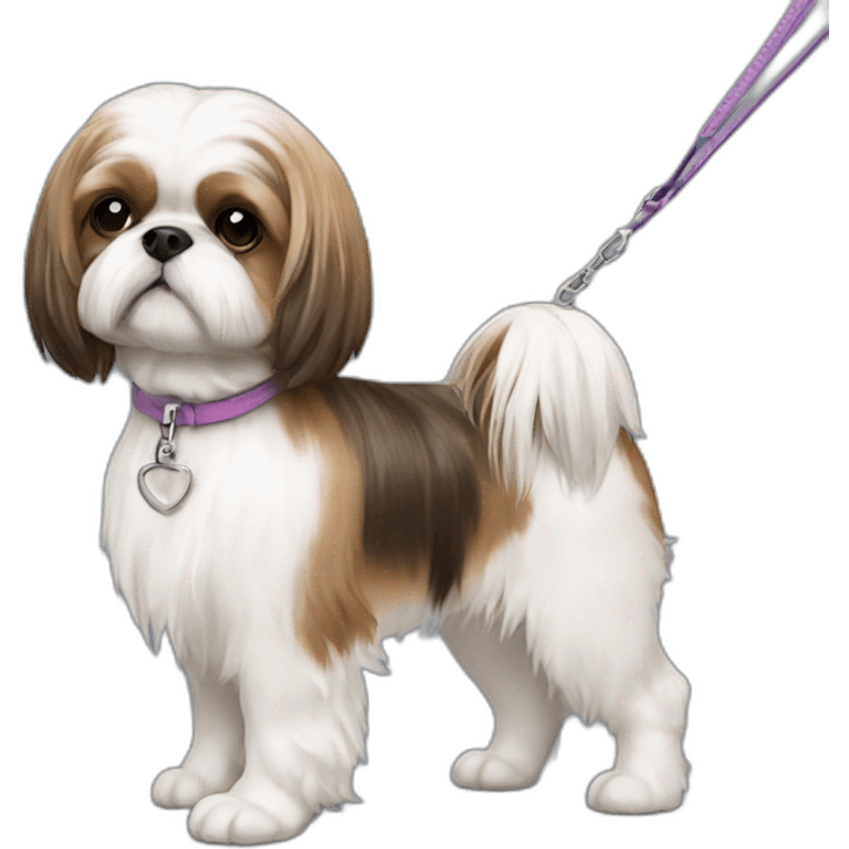 girl walking shih tzu on leash emoji