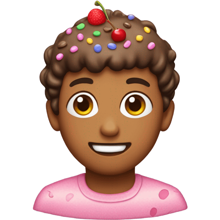 Boy with cake head emoji