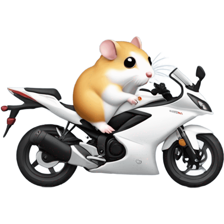 Hamster Riding a White Yamaha-r3 Bike emoji