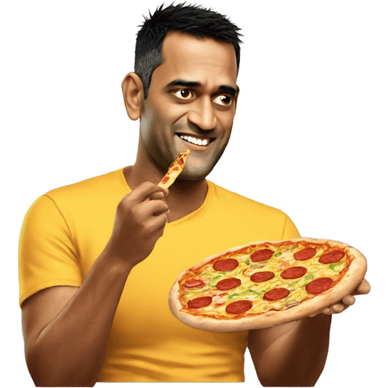 Ms dhoni eating pizza emoji