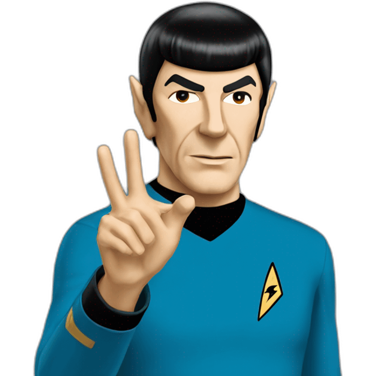 Spock with the Vulcan salute with Starfleet blue uniform (Star Trek) emoji