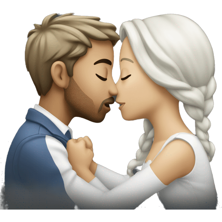 Passionate kiss, both white  emoji