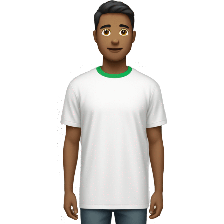 WHITE T-SHIRT WITH GREEN COLLAR emoji