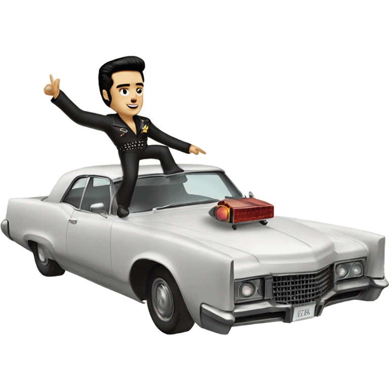 Elvis flying a car emoji