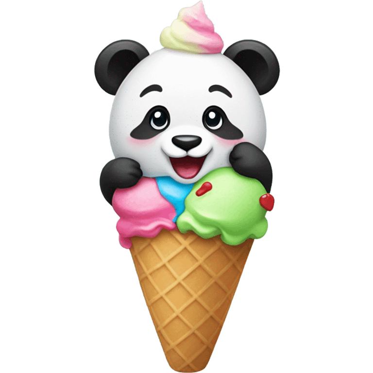 Panda eating ice cream emoji