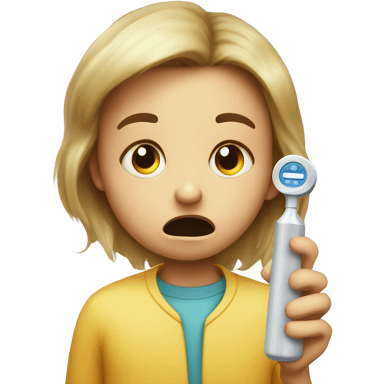 Sick child with thermometer  emoji