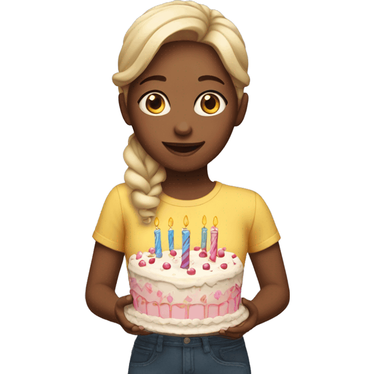 girl with birthday cake emoji