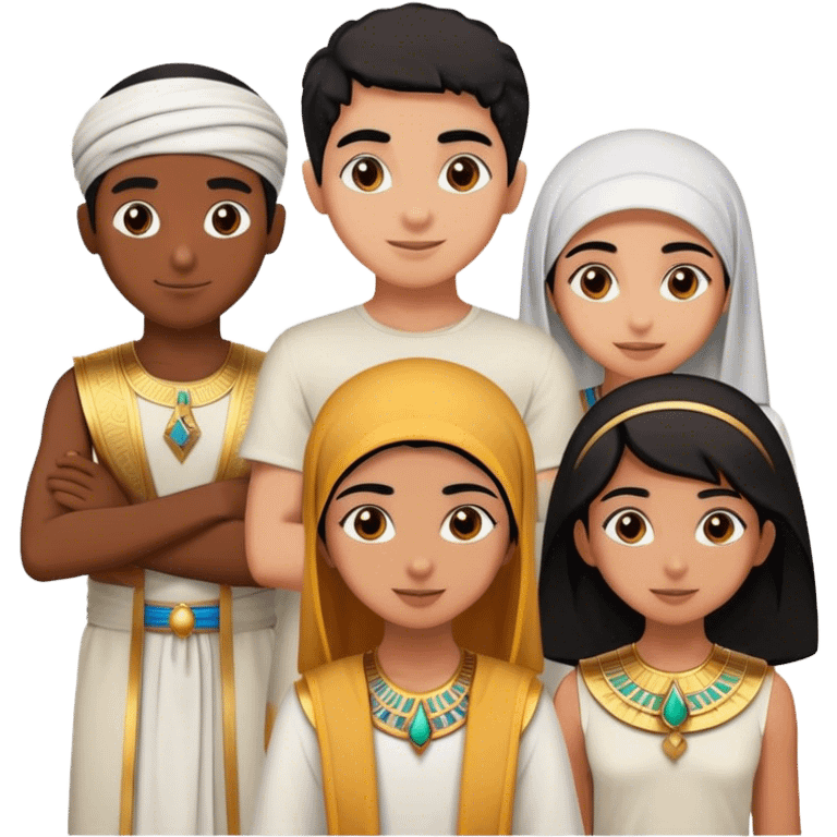 5 bestfriends, 1 south Asian girl, 1 Egyptian boy, 1 iranian girl, 1 moroccan boy , 1 black boy emoji