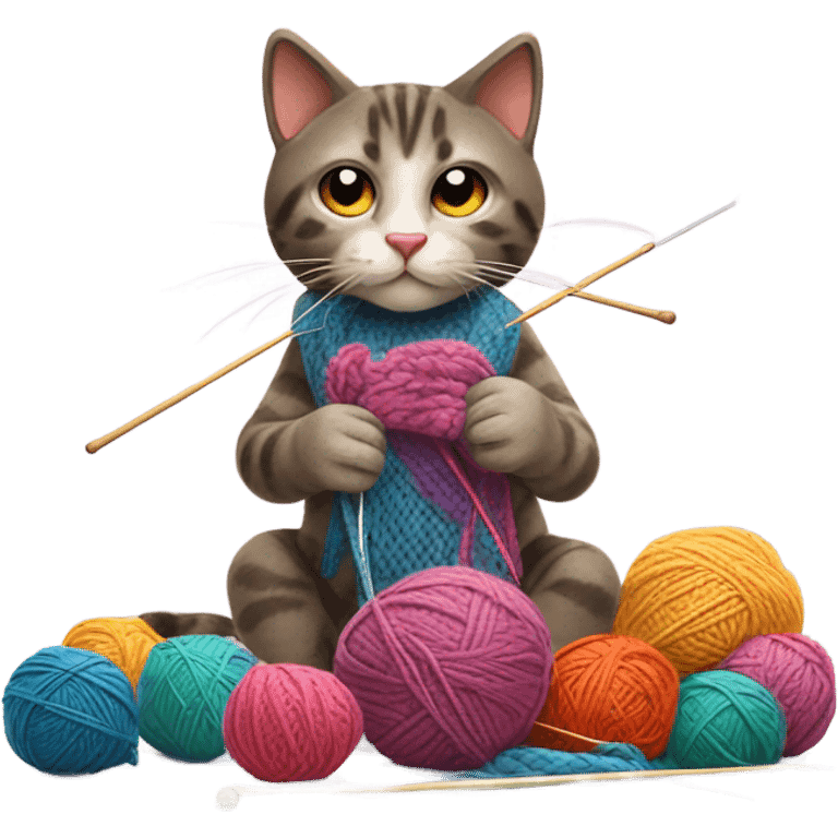 Cats knitting emoji