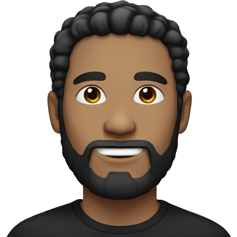 Man with black hair and beard with white skin and black on and with black t shirt  emoji