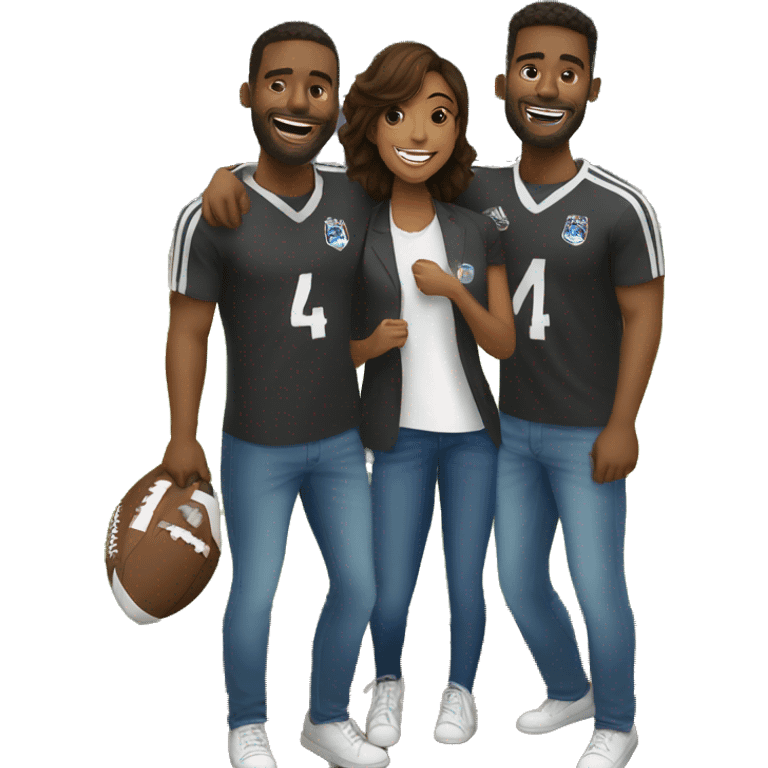 four happy black football fans at a staduim emoji